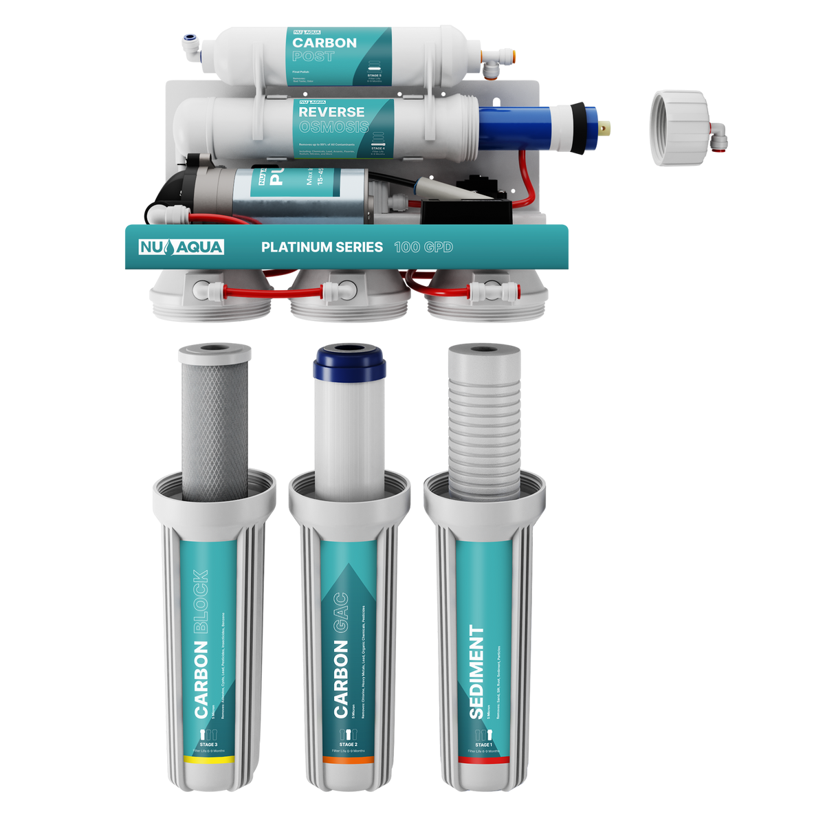 Platinum Series 5 Stage 100GPD RO System with Booster Pump