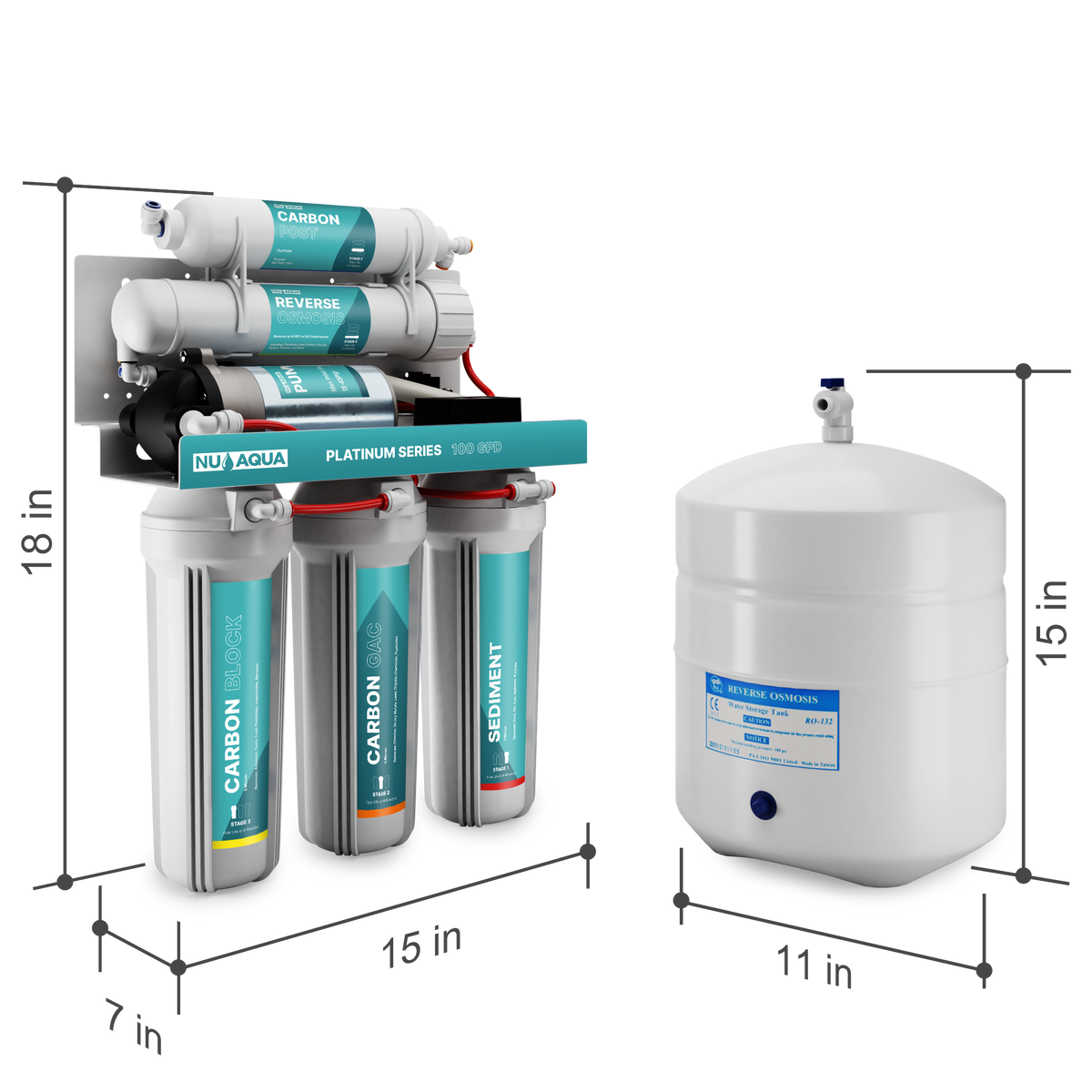 Platinum Series 5 Stage 100GPD RO System with Booster Pump