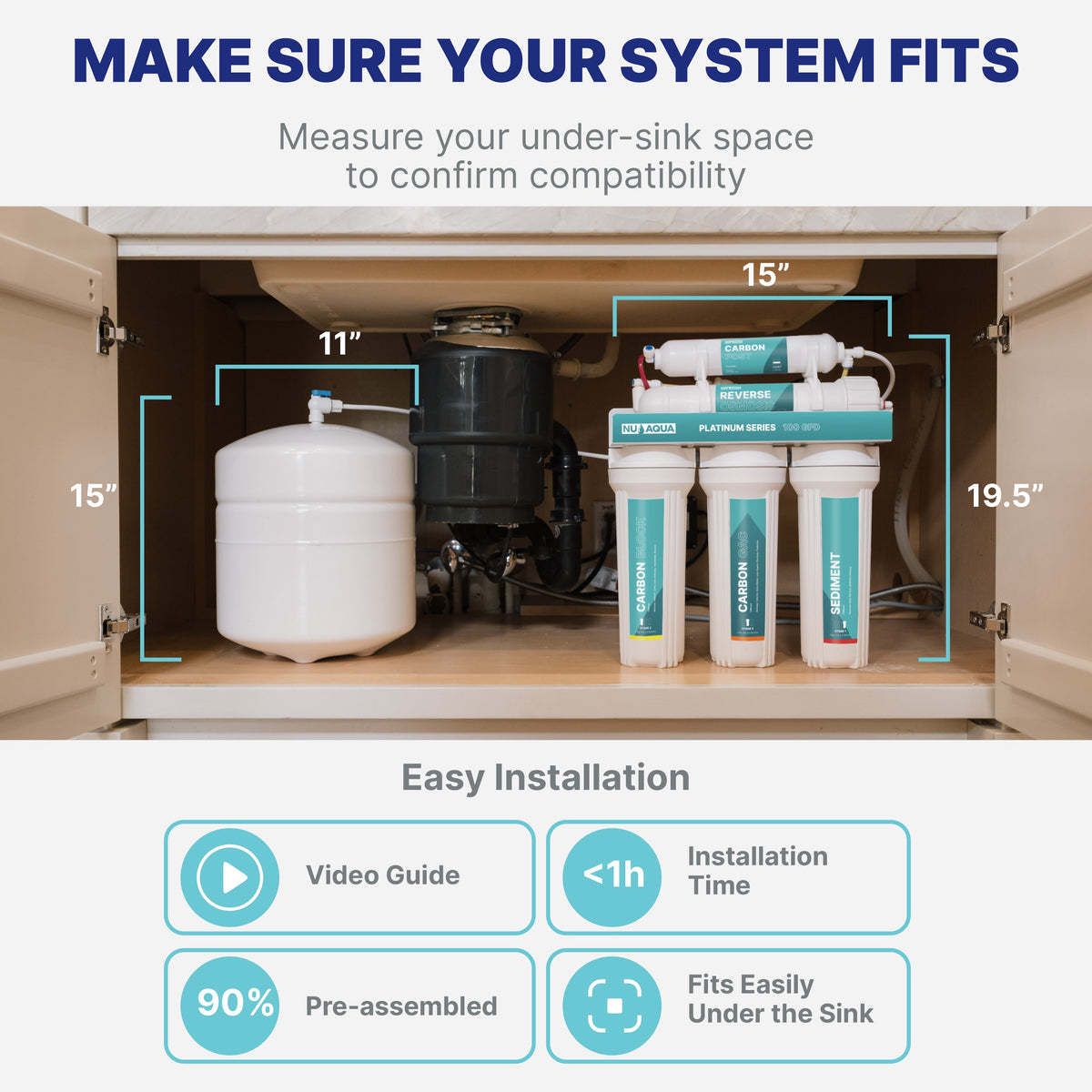 Platinum Series 5 Stage 100GPD RO System with Booster Pump